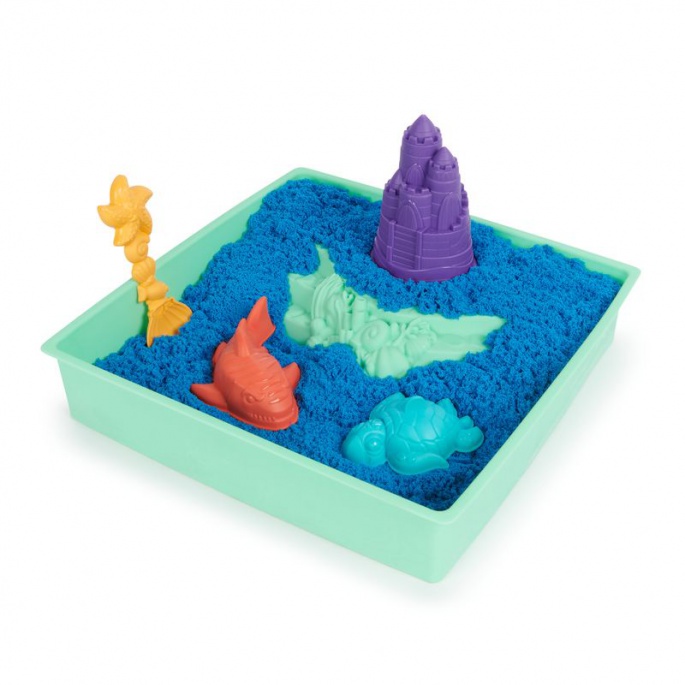 Kinetic Sand låda med underlag blå