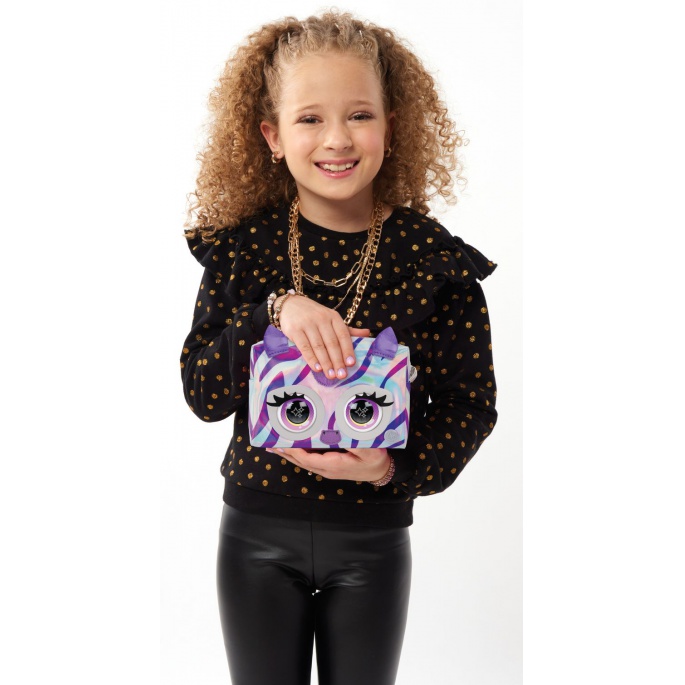Purse Pets metalická interaktivní kabelka zebra