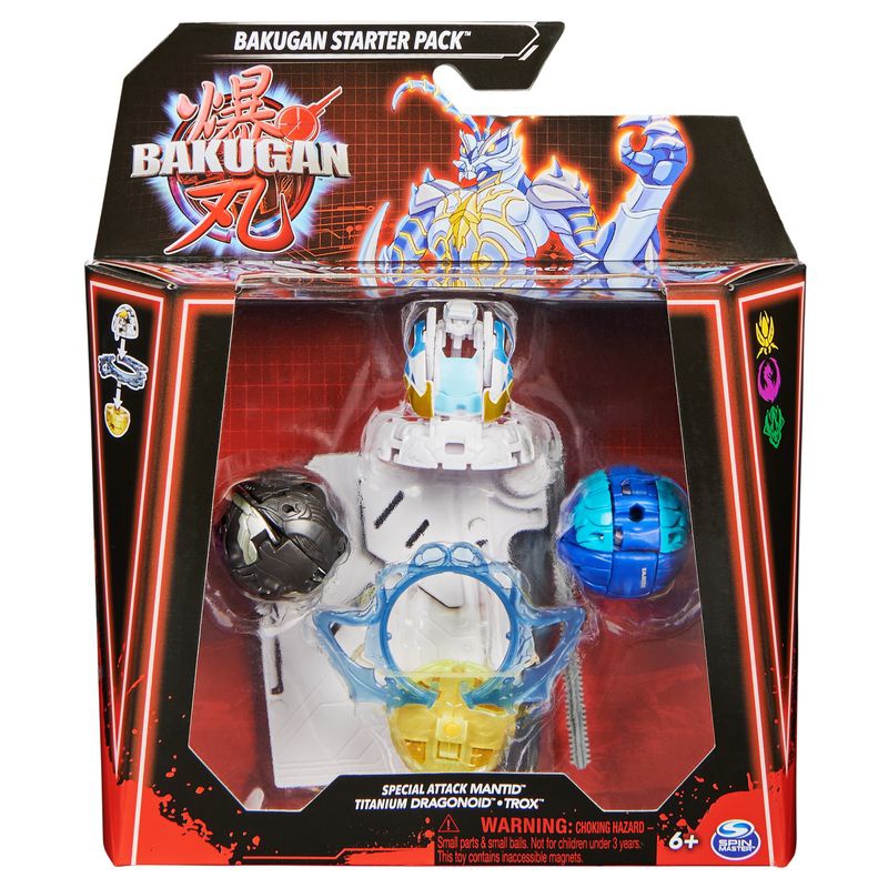Bakugan startovací sada speciální útok S6 Mantid Titanium, Dragonoid, Trox