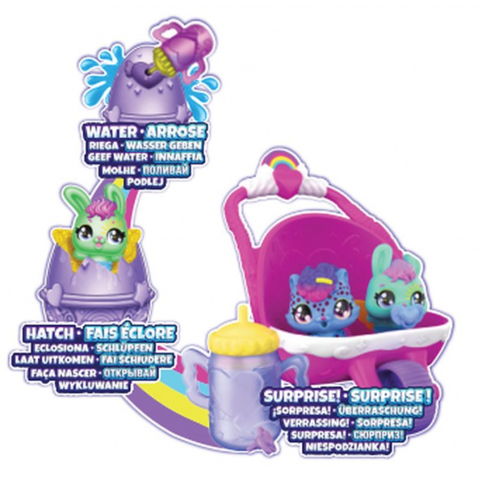Hatchimals hrací set s kočárkem pro zvířátka