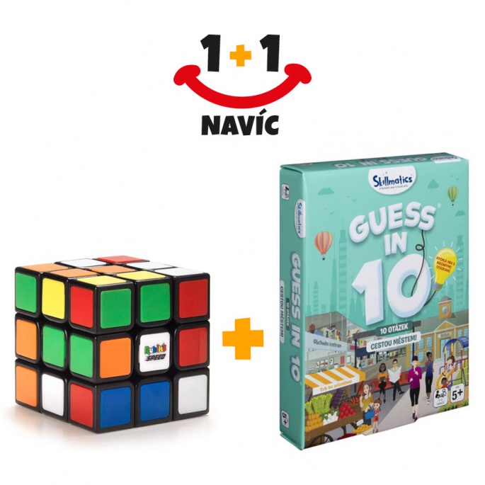 Akce 1+1 Rubikova kostka 3x3 speed cube + Uhádni na 10 - Města - česká verze navíc