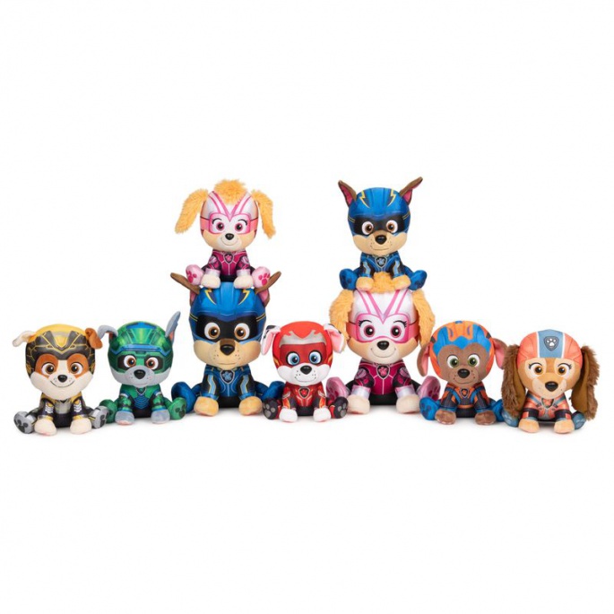 Akce 1+1 Tlapková patrola Chase plyšák 23 cm + Tlapková patrola malé vozidlo Rocky navíc