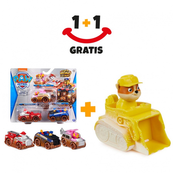 Akce 1+1 Tlapková patrola kovová autíčka trojbalení + Tlapková patrola malé vozidlo navíc