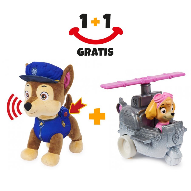 Akce 1+1 Tlapková patrola Chase se zvuky a ocáskem + Tlapková patrola malé vozidlo navíc