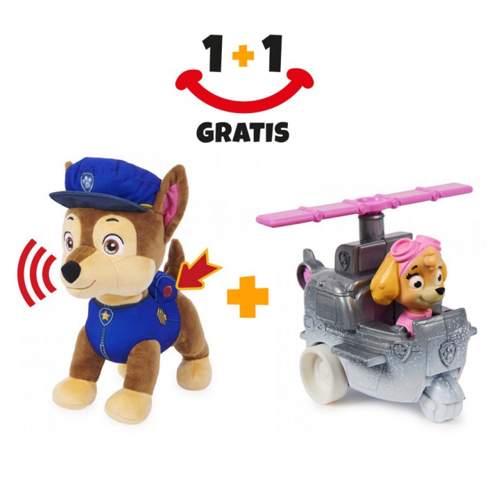 Akce 1+1 Tlapková patrola Chase se zvuky a ocáskem + Tlapková patrola malé vozidlo navíc