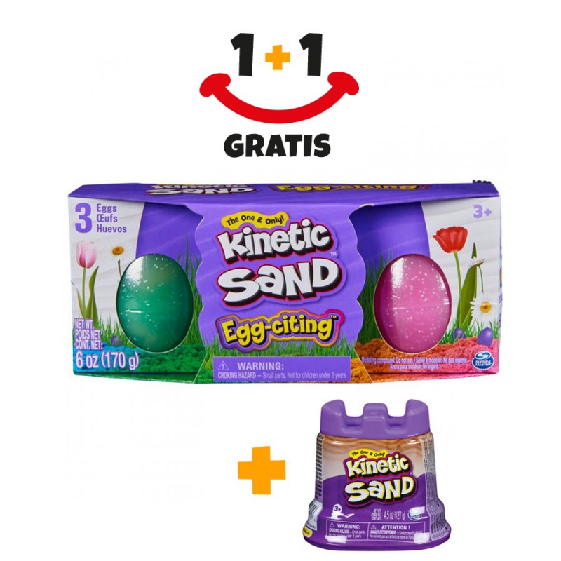Akce 1+1 Kinetic Sand trojbalení vajíček + Kinetic Sand kelímky tekutého písku navíc