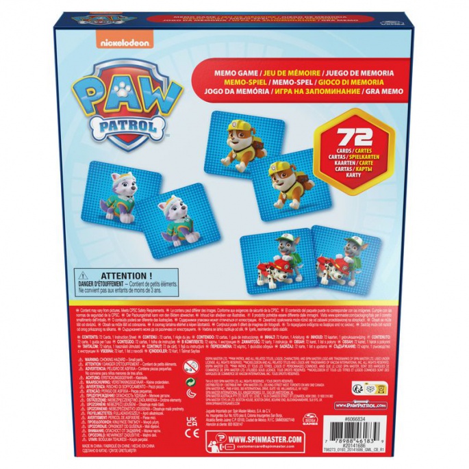 Spin Master Games Paw Patrol memory 72 kort