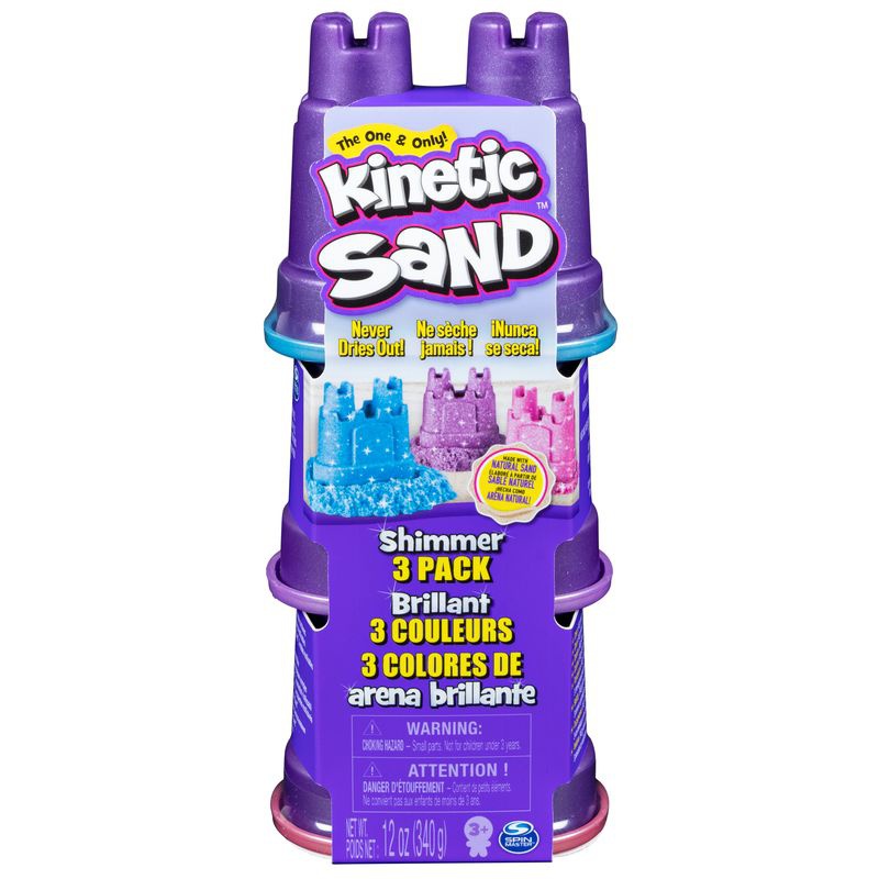 Kinetic Sand tre burkar glittrande sand