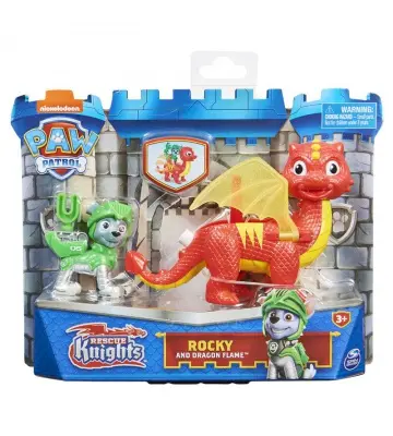 Figurinha dos cavaleiros Patrulha Pata Rocky com Dragão